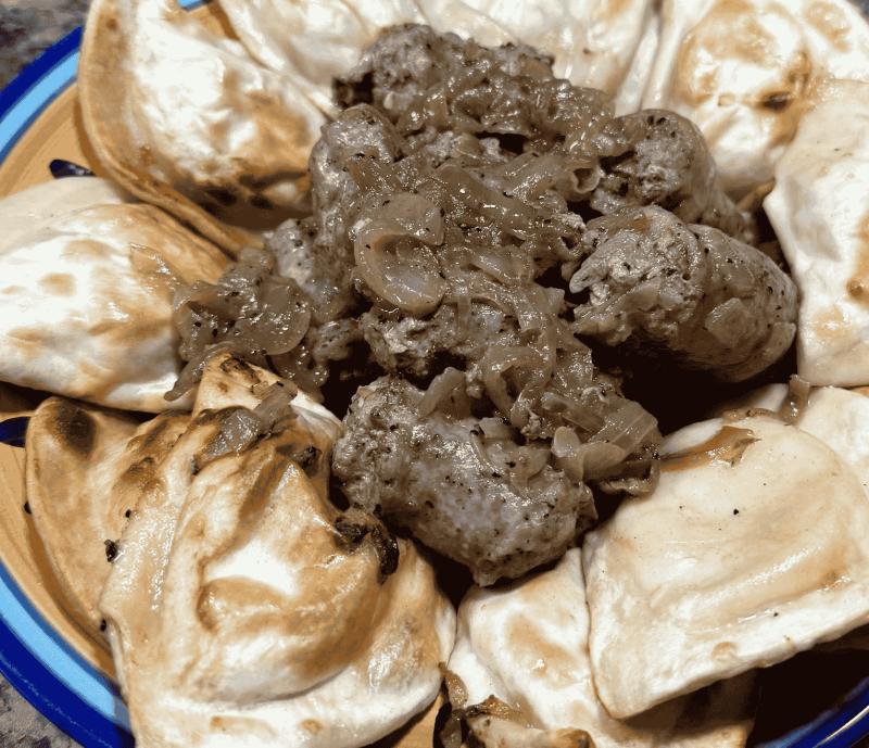 Quick & Easy Crispy Pierogi's W/  Sausage & Onions